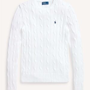 Ralph Lauren, Cable-Knit Cotton Crewneck Sweater, White